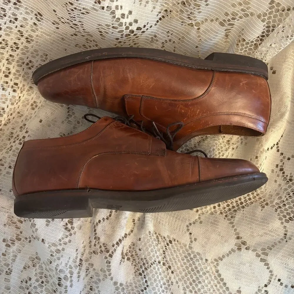 Johnston & Murphy Men's US 8.5 D Brown Leather Cap Toe Oxford Dress Shoes